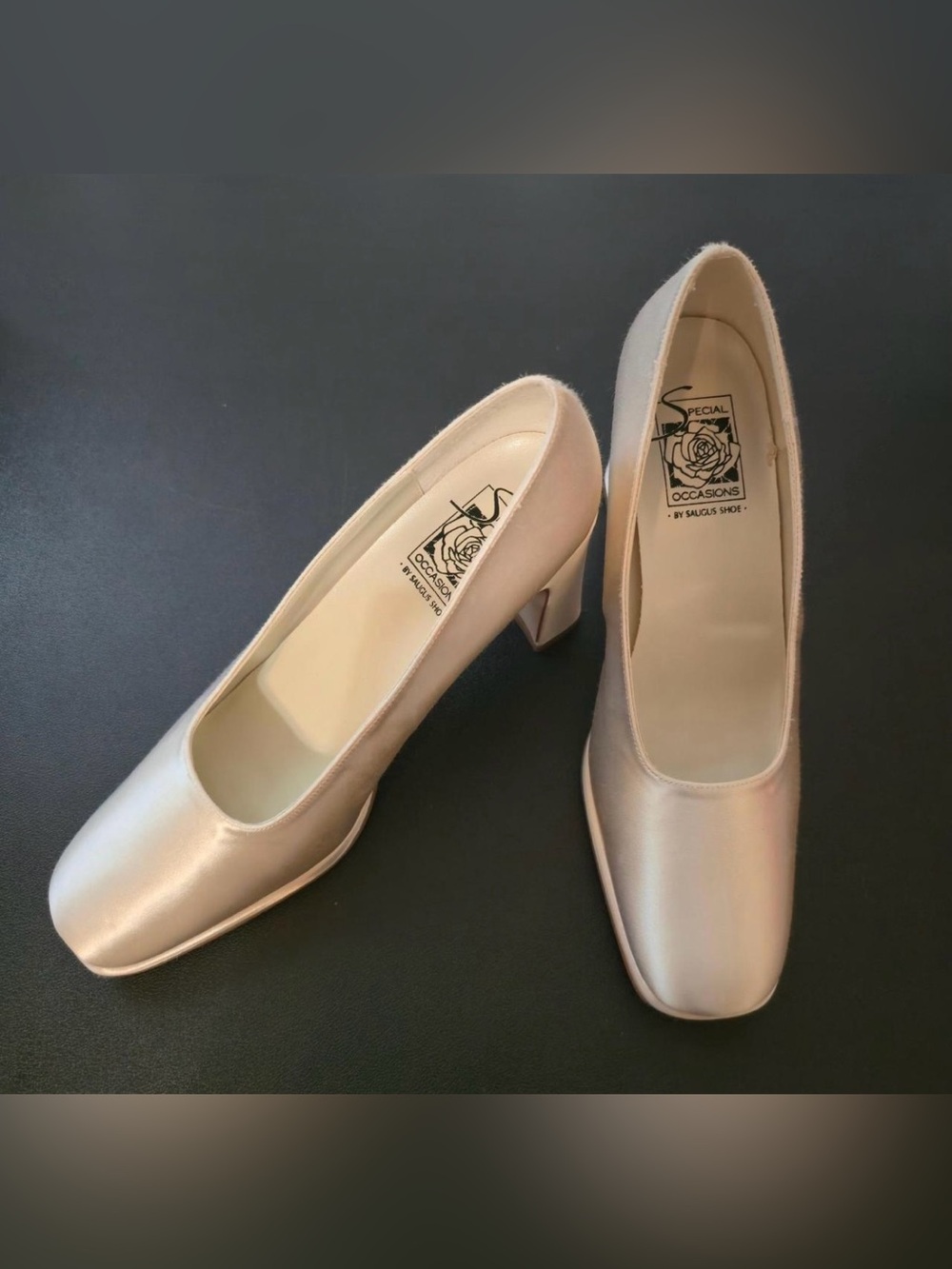 White Satin Pumps